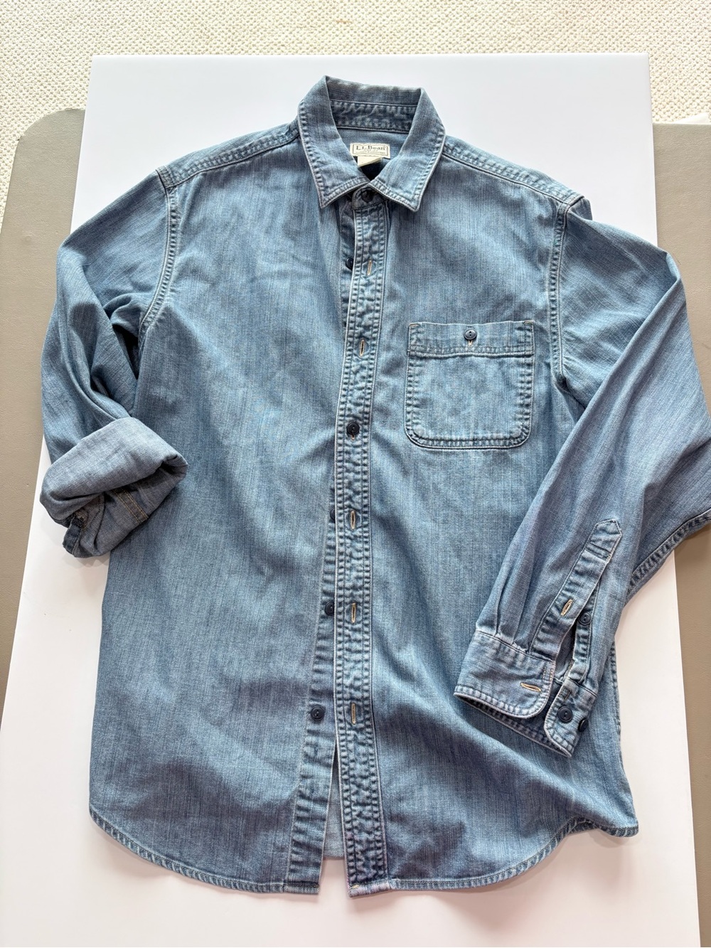 L.L. Bean Light Blue Denim Button-Down Shirt